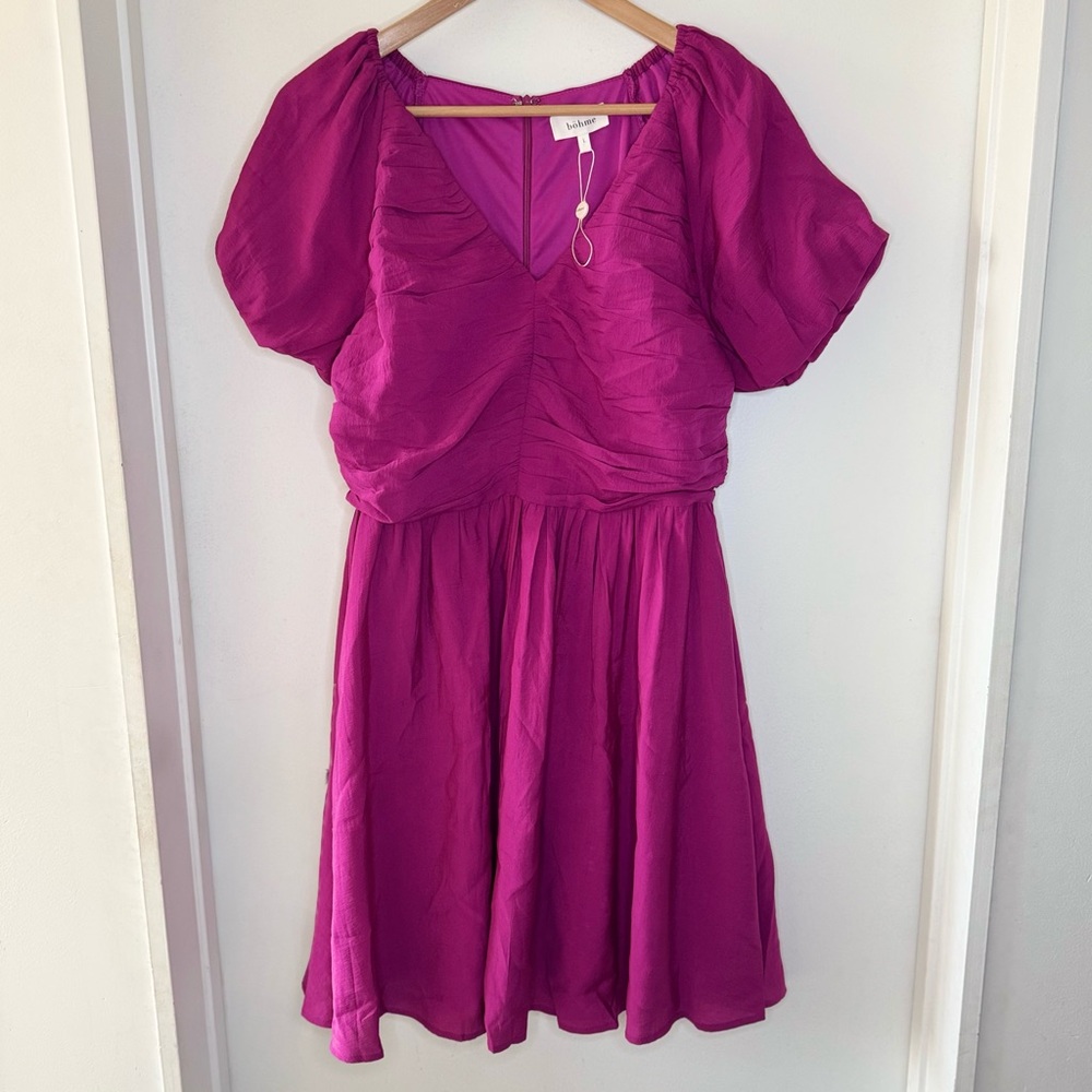 BOHME Puffed Sleeves party Dress LARGE - Picture 2 of 7